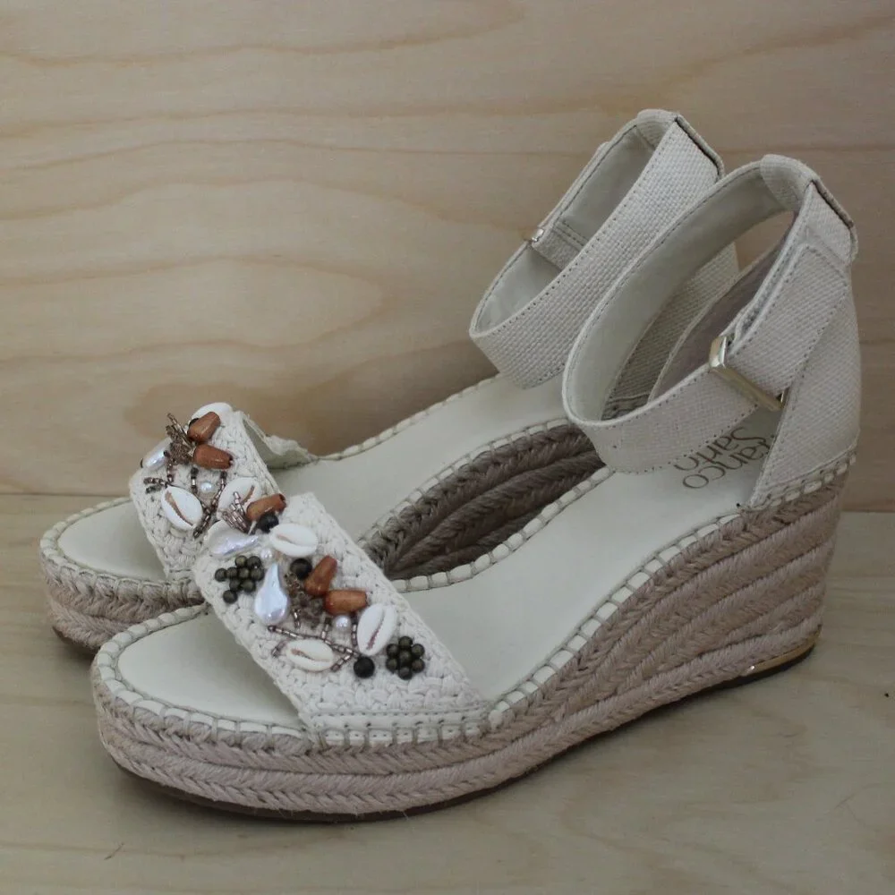 Franco Sarto Clemens Espadrille Shell Wedge Sandal - Picture 3 of 11